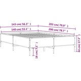  Okvir kreveta boja hrasta 140x200cm konstruirano drvo i metal | shoptok.hr