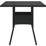 vidaXL Vrtni stol sa staklenom pločom crni 80x80x75 cm od poliratana | shoptok.hr