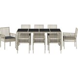  9-delni vrtni jedilni set svetlo sivo poli ratan, (22015301) | Shoptok.si