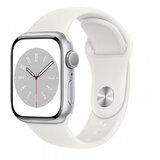 Apple watch S8 gps 41mm silver aluminium case with white sport band - regular (mp6k3se/a) Cene
