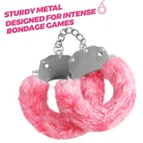 Crushious SPANGLE METAL HANDCUFFS WITH PLUSH IN PINK