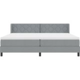 vidaXL postelja s pomladjo z vzmetnico svetlo siva 200x200 cm blago, vzglavje zasnova diamantnih blokov svetlo siva 200 cm blago | Shoptok.si