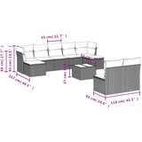  10-dijelni set vrtnih sofa s jastucima crni od poliratana | shoptok.hr