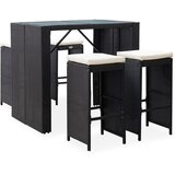 The Living Store Zunanja barska garnitura 5-delna poli ratan in steklo črna - Barska Garnitura, (21481432) | Shoptok.si