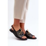 Zazoo Leather Flat Sandals 2898 Black | Shoptok.si