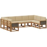 vidaXL Zunanja garnitura za sedenje z blazino 9 pcs Naravna in bež, (5000282309) | Shoptok.si