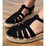 Gemre Black faux suede gladiator espadrille sandals Talejda | shoptok.hr