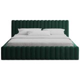 Makamii Temno zelena oblazinjena zakonska postelja s prostorom za shranjevanje z letvenim dnom 180x200 cm Lemi – | Shoptok.si