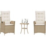  3-dijelni bistro set s jastucima bež od poliratana - bež i krem 1 | shoptok.hr