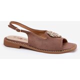 S. BARSKI Ladies Sandals With Decorative Heart Dark Beige S.Barski KV27-018 | Shoptok.si