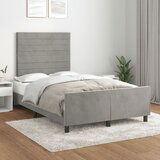  The Living Store Posteljni okvir z vzglavjem svetlo siv 120x190 cm žamet - Posteljni Okvir Z Vzglavjem, (21493369) | Shoptok.si