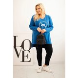 Kesi Women's blouse with a longer back and print cornflower blue | Shoptok.si