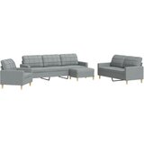  4-dijelni set sofa s tabureom svjetlosivi od tkanine | Eponuda.com
