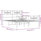  Metalni okvir kreveta uzglavlje i podnožje crni 140x190 cm | shoptok.hr