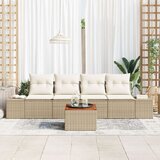 vidaXL set od 5 komada vrtnog kauča s jastucima Bež Poli ratan Acacia | shoptok.hr