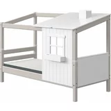 Flexa CLASSIC enojna postelja z 1/2 hišo - Siva lazura / prekrivna bela