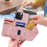 INORCO Ovitek za telefon s trikotnim držalom za kartice za iPhone 14 Pro s stojalom PU usnje+TPU, (22035290) | Shoptok.si