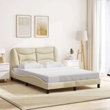  Okvir kreveta s LED svjetlima krem 140 x 190 cm od tkanine | shoptok.hr