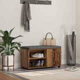  Klupa za hodnik s jastukom s policom Staro drvo 80 x 38 x 46 cm | shoptok.hr