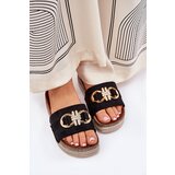 Boto Women's Platform Sandals With Glitter And Gold Decoration Black Rilirea | Shoptok.si