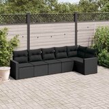  6-dijelni set vrtnih sofa s jastucima crni od poliratana | shoptok.hr
