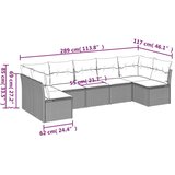  Vrtna garnitura - 7-dijelni set vrtnih sofa od poliratana s jastucima smeđi - Smeđe-crvena Bez stola 1 | shoptok.hr