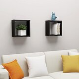 vidaXL Stenske police kockaste 2 kosa črne 30x15x30 cm Cene