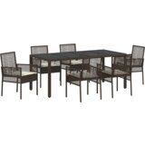  Vrtni set za objed 7 pcs Smeđa 190 x 90 x 75 cm Poliratan | shoptok.hr