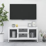 vidaXL TV ormarić bijeli 105 x 35 x 52 cm od čelika i stakla Cijene