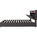 Lumor Oblazinjena postelja s predalom 140x200 cm iz lana z predali - nastavljiv nosilec za shranjevanje z LED - siva, (22151417) | Shoptok.si