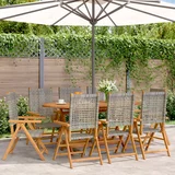 vidaXL Nastavljivi vrtni stoli 8 kosov siv poli ratan in trden les