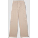 Defacto Cool Wide Leg Cargo High Waist Linen Blend Trousers Cene