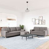vidaXL 3-dijelni set sofa s tabureom i jastucima smeđesivi tkanina | shoptok.hr