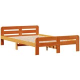 vidaXL Posteljni okvir brez vzmetnice voščeno rjav 120x200 cm borovina | Shoptok.si