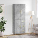 vidaXL Visoka komoda siva betona 69 5x34x180 cm od konstruiranog drva | shoptok.hr