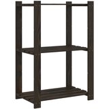  Stalak za pohranu s 3 razine crni 60x38x90 cm masivna borovina | shoptok.hr