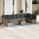 vidaXL 11-dijelni set vrtnih sofa od poliratana s jastucima sivi | shoptok.hr