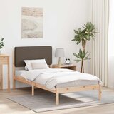 vidaXL Posteljni okvir z oblazinjenim vzglavjem Taupe 90 x 190 cm | Shoptok.si