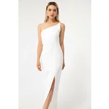 Lafaba Women's White One-Shoulder Slit Maxi Dress