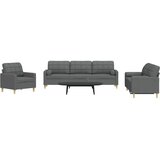  3-dijelni set sofa s ukrasnim jastucima tamnosivi od tkanine | Eponuda.com