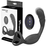 Addicted Toys analni vibrator s penisnim in prstanom za testise (črna) | Shoptok.si