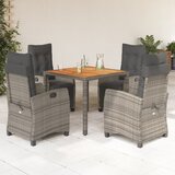  The Living Store Vrtna jedilna garnitura 5-delna z blazinami siv poli ratan - Vrtna Jedilna Garnitura, (21469715) | Shoptok.si