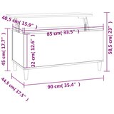  Klubska mizica dimljeni hrast 90x44,5x45 cm inženirski les, (20712360) | Shoptok.si
