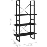 Ormarić za knjige 4 razine crni 80x30x140 cm konstruirano drvo | shoptok.hr