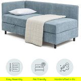Bonami Selection Modra oblazinjena postelja s prostorom za shranjevanje z vzmetnico 90x200 cm Avela – | Shoptok.si