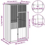 vidaXL Kavez za ptice antracit 115 x 78 x 200 cm od pocinčanog čelika | shoptok.hr