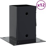  Postolja za stupove kvadratna 12 kom čelik presvučen prahom Antracitno siva 81 x 81 mm | Shoptok.si