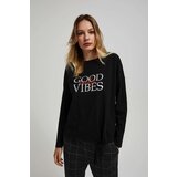 Marisse Black Blouse With An Inscription And Ties | shoptok.hr