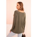 Kesi Włoski Women's viscose long-sleeve blouse with a gold floral print khaki | ePonuda.com