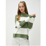 Koton Women's Green Striped Sweater Cene